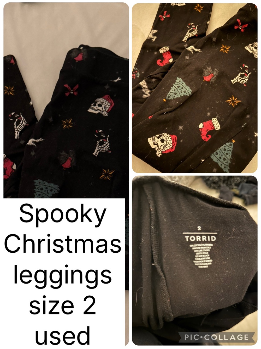 torrid Black Spooky Christmas Leggings with Red & Green Accents